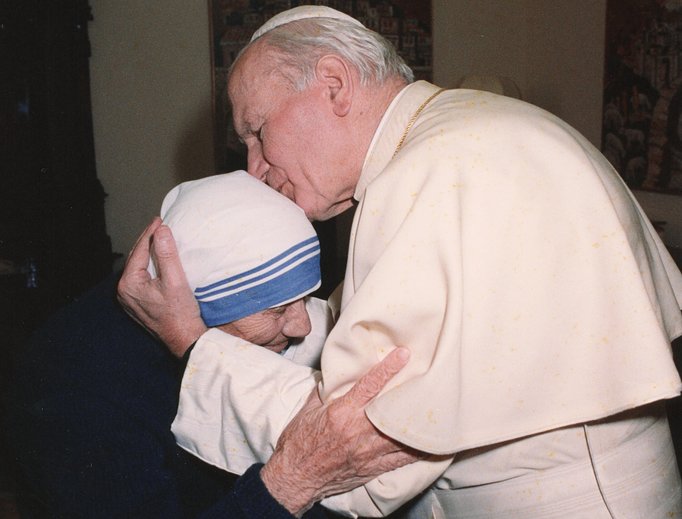 Mother Teresa and Pope John Paul II on May 2, 1992. Mother Teresa and Pope John Paul II on May 2, 1992.