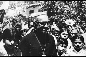 Archbishop Oscar Romero is shown with young people in El Salvador in this undated file photo. Archbishop Oscar Romero is shown with young people in El Salvador in this undated file photo.