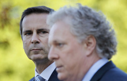 INTERVENTIONISTS? A Quebec judge ruled recently that a Catholic high school in Montreal could opt out of a government "Ethics and Religious Culture" curriculum. Quebec Premier Jean Charest, in foreground, promised to appeal a ruling. And in Ontario, the Liberal government, led by Premier Dalton McGuinty, left, withdrew a controversial sex education curriculum after outcries from religious leaders. Both cases are being seen as evidence of a restoration of Christian values in Canada. INTERVENTIONISTS? A Quebec judge ruled recently that a Catholic high school in Montreal could opt out of a government "Ethics and Religious Culture" curriculum. Quebec Premier Jean Charest, in foreground, promised to appeal a ruling. And in Ontario, the Liberal government, led by Premier Dalton McGuinty, left, withdrew a controversial sex education curriculum after outcries from religious leaders. Both cases are being seen as evidence of a restoration of Christian values in Canada.