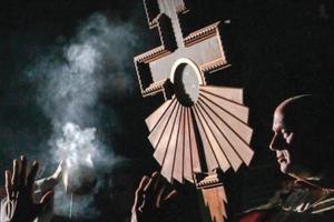 Eucharistic procession is held during a Franciscan University conference in 2019. Eucharistic procession is held during a Franciscan University conference in 2019.