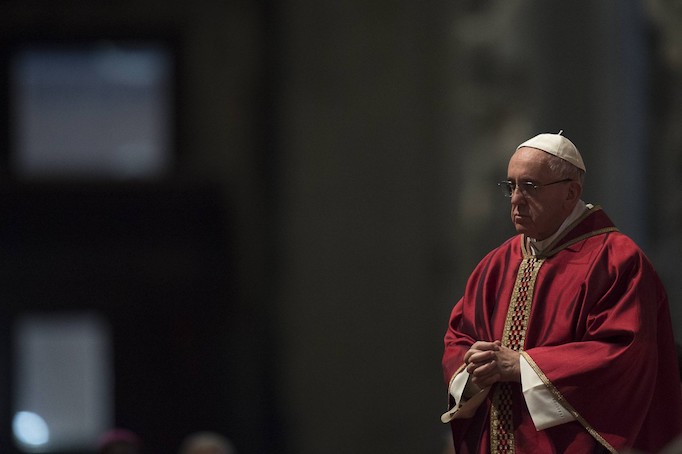 Pope Francis celebrates Good Friday with the veneration of the cross at St. Peter's Basilica on March 25, 2016. Pope Francis celebrates Good Friday with the veneration of the cross at St. Peter's Basilica on March 25, 2016.