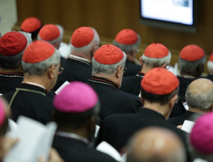 Inside the synod hall during the meeting of bishops and cardinals on Oct. 14, 2015. Inside the synod hall during the meeting of bishops and cardinals on Oct. 14, 2015.