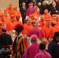 Cardinals greet each other after the consistory Nov. 24 in St. Peter's Basilica. Cardinals greet each other after the consistory Nov. 24 in St. Peter's Basilica.