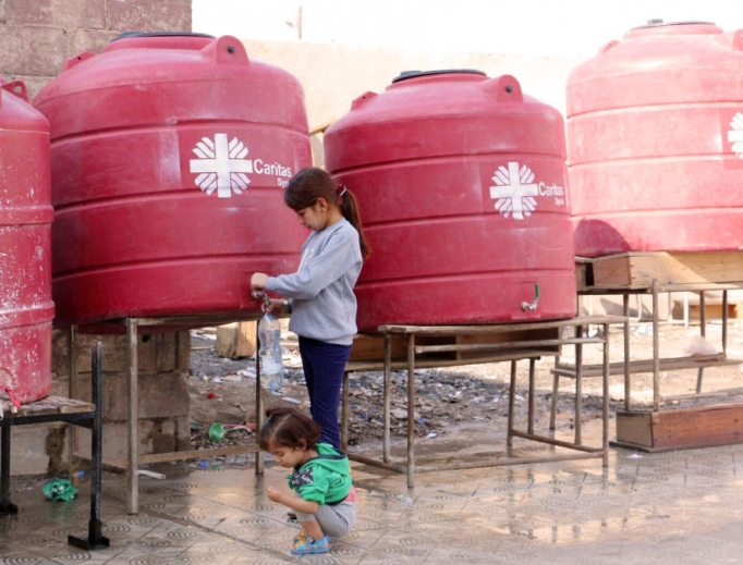 Caritas water tanks in Al-Hasakah, Turkey. Caritas water tanks in Al-Hasakah, Turkey.