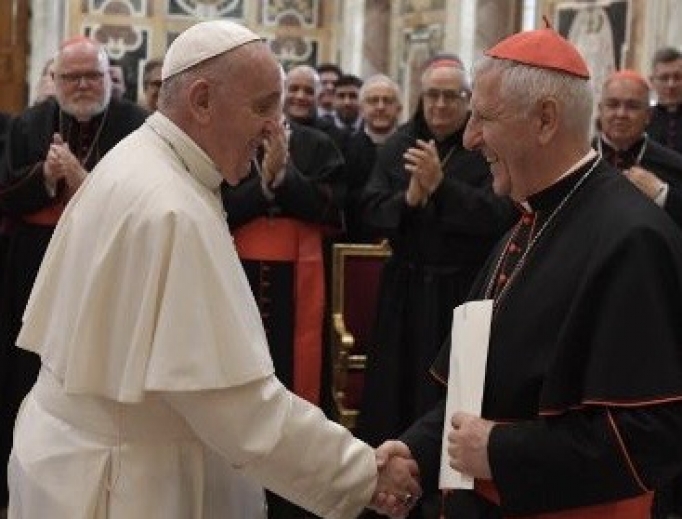 Pope Francis greets participants of Plenary of the Congregation for Catholic Education. Pope Francis greets participants of Plenary of the Congregation for Catholic Education.