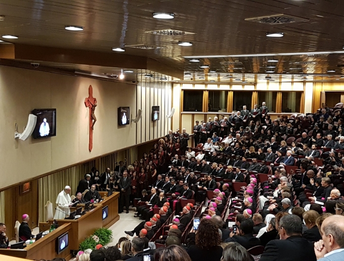 Pope Francis gives address Oct. 11 at the Vatican. Pope Francis gives address Oct. 11 at the Vatican.