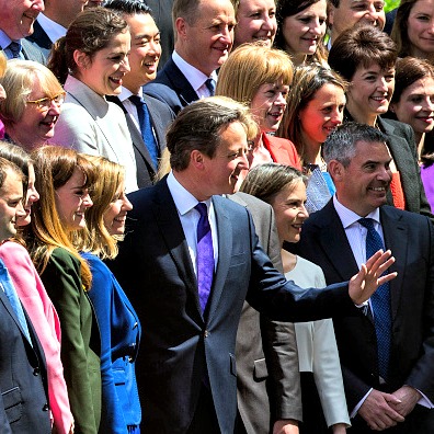 British Prime Minister David Cameron (c) poses for a picture with the new Conservative Party MPs in Palace Yard on May 11 in London. British Prime Minister David Cameron (c) poses for a picture with the new Conservative Party MPs in Palace Yard on May 11 in London.