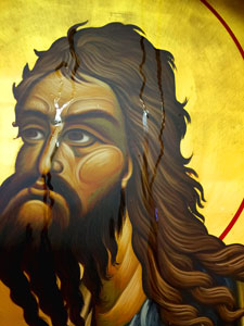 This St. John the Baptist icon exudes oil. This St. John the Baptist icon exudes oil.