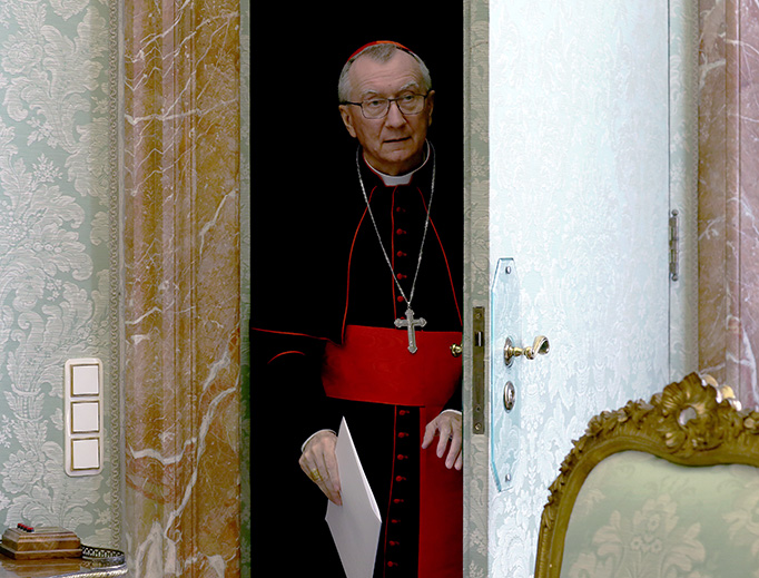 Vatican Secretary of State Cardinal Pietro Parolin attends a papal audience at the Apostolic Palace on Feb. 22 in the Vatican.
Vatican Secretary of State Cardinal Pietro Parolin attends a papal audience at the Apostolic Palace on Feb. 22 in the Vatican.