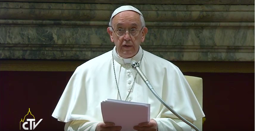 Pope Francis delivering his annual Christmas message to the Roman Curia, Dec. 22, 2016. Pope Francis delivering his annual Christmas message to the Roman Curia, Dec. 22, 2016.