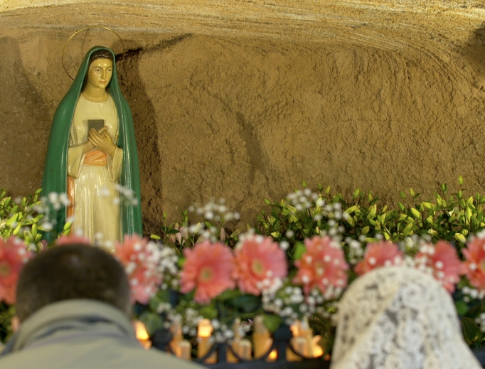 The Tre Fontane Grotto, where Mary appeared in 1947, continuously draws the faithful and inspires conversions, including a reconversion in the life of Bruno Cornacchiola, shown with his family and at the grotto. The Tre Fontane Grotto, where Mary appeared in 1947, continuously draws the faithful and inspires conversions, including a reconversion in the life of Bruno Cornacchiola, shown with his family and at the grotto.