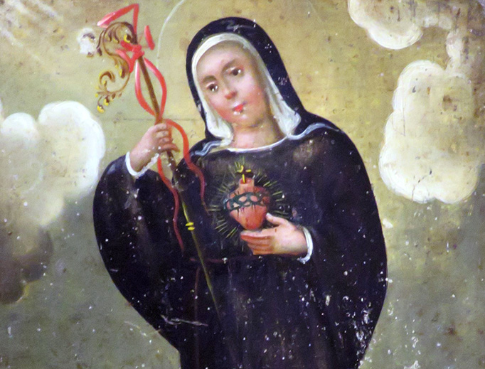 “Saint Gertrude the Great” (anonymous 19th-century retablo) “Saint Gertrude the Great” (anonymous 19th-century retablo)