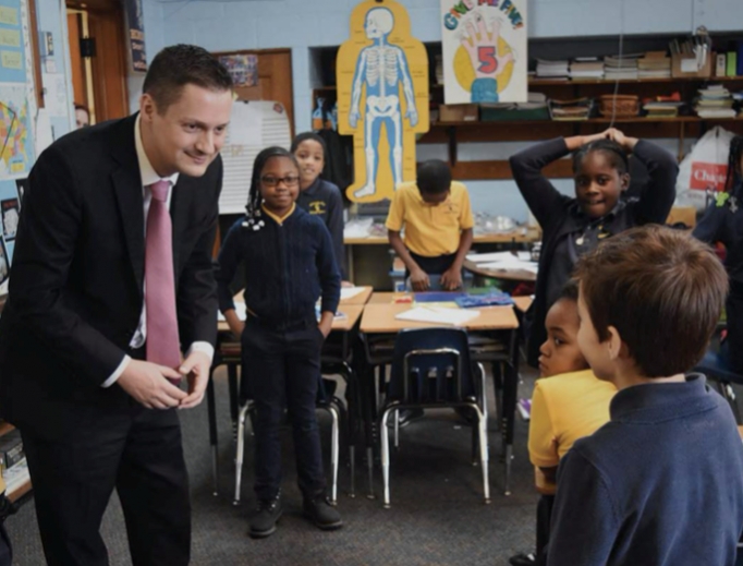 Kevin Kijewski, superintendent of Catholic schools for the Archdiocese of Detroit, shown speaking to young students, says the archdiocesan schools had a smooth transition to at-home learning. Below, Holy Family Cristo Rey High School in Birmingham, Alabama, was also uniquely poised for distance learning. Kevin Kijewski, superintendent of Catholic schools for the Archdiocese of Detroit, shown speaking to young students, says the archdiocesan schools had a smooth transition to at-home learning. Below, Holy Family Cristo Rey High School in Birmingham, Alabama, was also uniquely poised for distance learning.