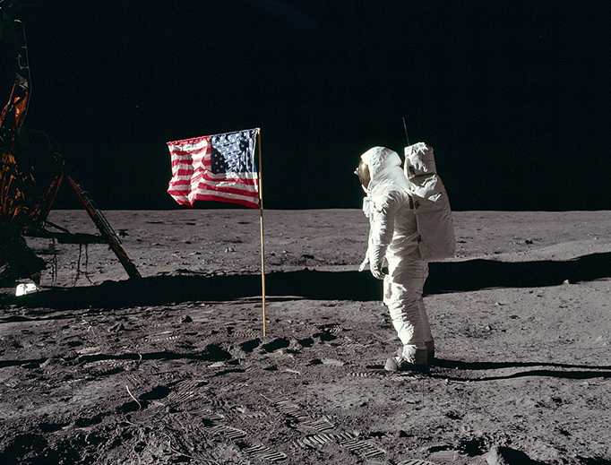 Buzz Aldrin salutes the U.S flag on the moon July 19, 1969.
Buzz Aldrin salutes the U.S flag on the moon July 19, 1969.