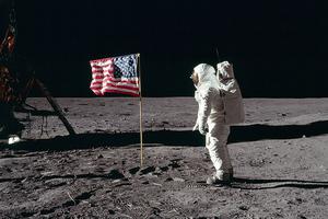 Buzz Aldrin salutes the U.S flag on the moon July 19, 1969.
Buzz Aldrin salutes the U.S flag on the moon July 19, 1969.