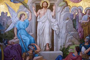 “Resurrection” mosaic in the Basilica of Our Lady of the Rosary in Lourdes, France “Resurrection” mosaic in the Basilica of Our Lady of the Rosary in Lourdes, France