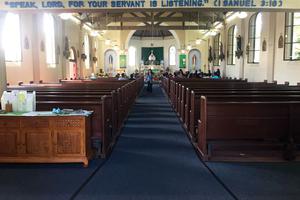Immaculate Conception parish interior bears a quote from 1 Samuel.
Immaculate Conception parish interior bears a quote from 1 Samuel.