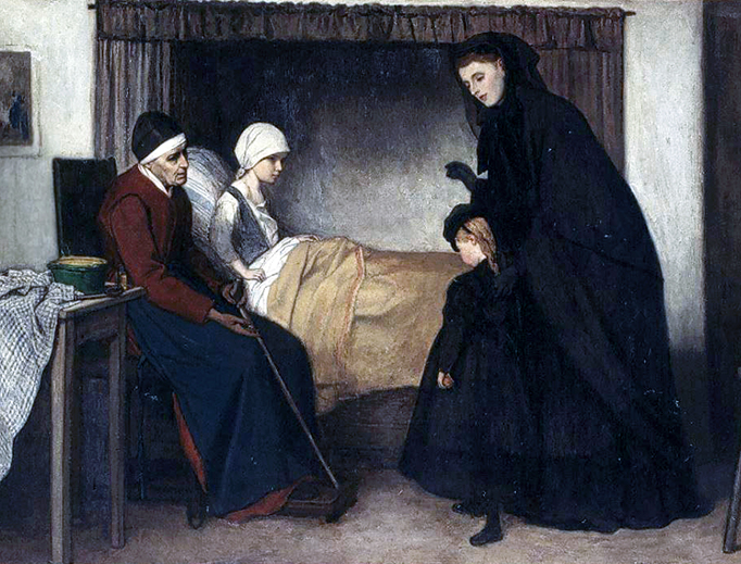 Charles de Groux (1825-1870), “Mother and Daughter Visiting the Sick” Charles de Groux (1825-1870), “Mother and Daughter Visiting the Sick”