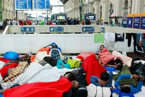 Refugees at Budapest’s Keleti railway station on Sept. 4, 2015. Refugees at Budapest’s Keleti railway station on Sept. 4, 2015.