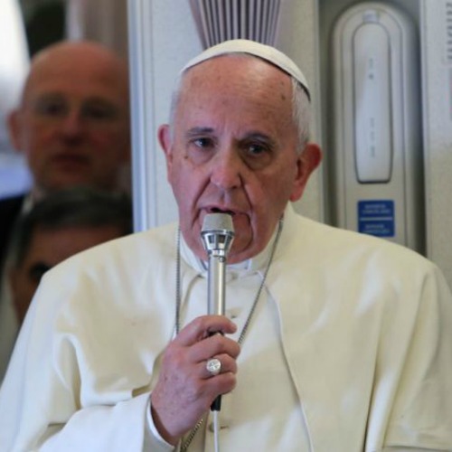 Pope Francis speaks with journalists aboard the plane from Manila to Rome on Jan. 19. Pope Francis speaks with journalists aboard the plane from Manila to Rome on Jan. 19.