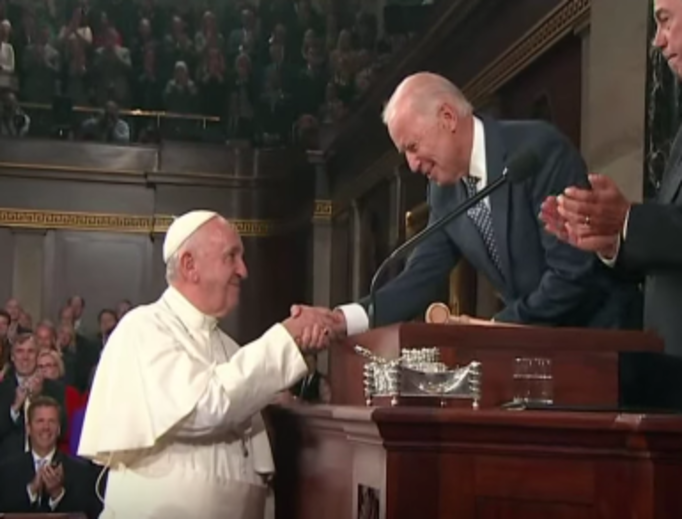 Vice President Biden welcoming Pope Francis to the Senate, Sept. 2015. Vice President Biden welcoming Pope Francis to the Senate, Sept. 2015.