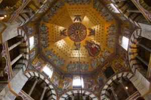 Beautiful mosaics inside the octagon-shaped interior of the Imperial Cathedral. Beautiful mosaics inside the octagon-shaped interior of the Imperial Cathedral.