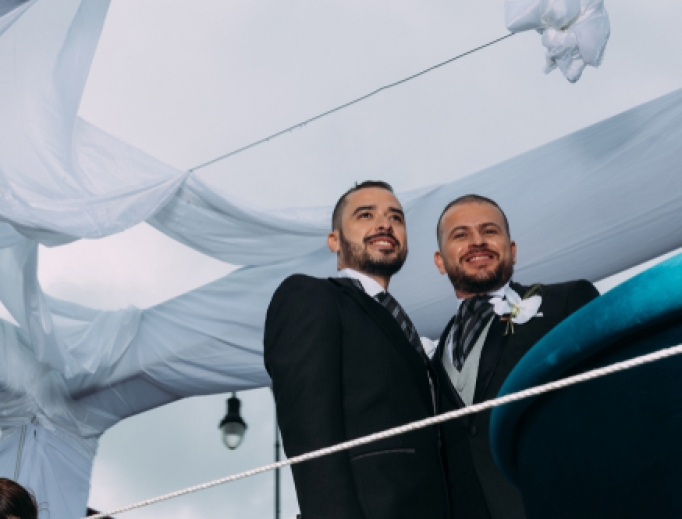A same-sex couple participates in a LGBT parade on July 1, 2018 in Costa Rica. A same-sex couple participates in a LGBT parade on July 1, 2018 in Costa Rica.