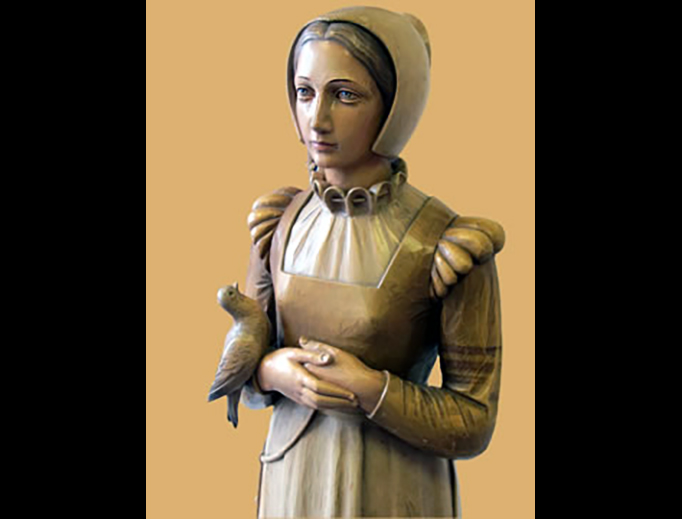 This statue of St. Anne Line stands in St. Anne Line Junior School in Basildon, Essex, England.
This statue of St. Anne Line stands in St. Anne Line Junior School in Basildon, Essex, England.