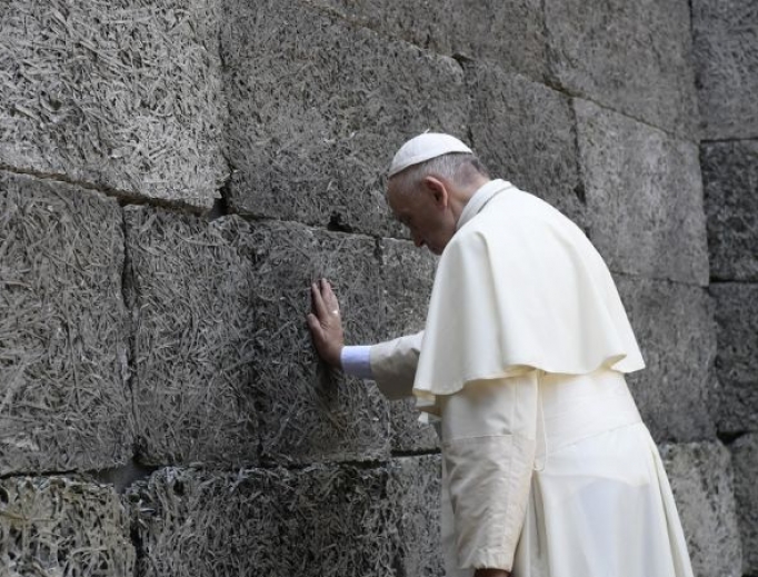 Pope Francis prayed amid the Nazi death camps on July 29. Pope Francis prayed amid the Nazi death camps on July 29.