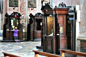 Confessionals in the Church Gesu Nuovo, Naples, Italy. Confessionals in the Church Gesu Nuovo, Naples, Italy.