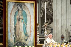 Pope Francis offers Mass on the Feast of Our Lady of Guadalupe, Dec. 12, in St. Peter’s Basilica.
Pope Francis offers Mass on the Feast of Our Lady of Guadalupe, Dec. 12, in St. Peter’s Basilica.