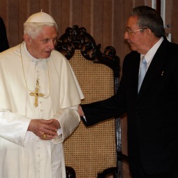 Pope Benedict XVI and Cuban President Raul Castro speak during a farewell ceremony as the Pope leaves Cuba after a three day visit on March 28. Pope Benedict XVI and Cuban President Raul Castro speak during a farewell ceremony as the Pope leaves Cuba after a three day visit on March 28.
