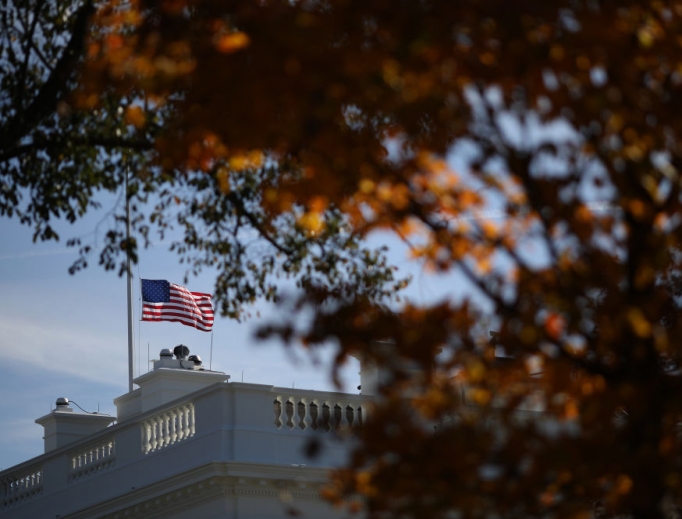 The American flag over the White House flies at half staff Nov. 8 following the shooting in Thousand Oaks, California, late Wednesday evening. A gunman fatally shot 12 people at a country-and-western dance hall. The American flag over the White House flies at half staff Nov. 8 following the shooting in Thousand Oaks, California, late Wednesday evening. A gunman fatally shot 12 people at a country-and-western dance hall.