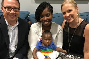 Founder Brian Fisher, a client with her baby, and Rachelle Fletcher, a staffer at Human Coalition's Grapevine, Texas, clinic near Dallas.
Founder Brian Fisher, a client with her baby, and Rachelle Fletcher, a staffer at Human Coalition's Grapevine, Texas, clinic near Dallas.