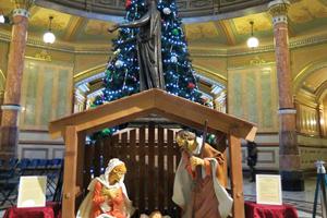 CHRISTMAS AT THE CAPITOL. The Nativity scene at the Illinois State Capitol building in Springfield. CHRISTMAS AT THE CAPITOL. The Nativity scene at the Illinois State Capitol building in Springfield.