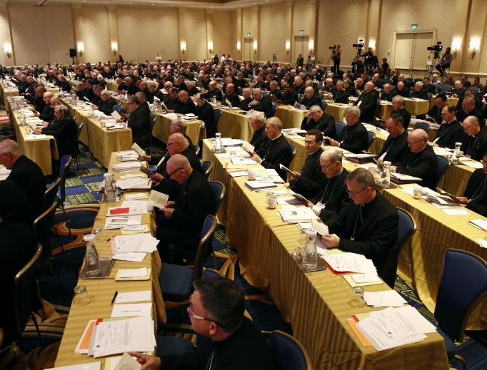 Members of the U.S. Conference of Catholic Bishops gather at the USCCB's annual fall meeting Nov. 13 in Baltimore. Members of the U.S. Conference of Catholic Bishops gather at the USCCB's annual fall meeting Nov. 13 in Baltimore.