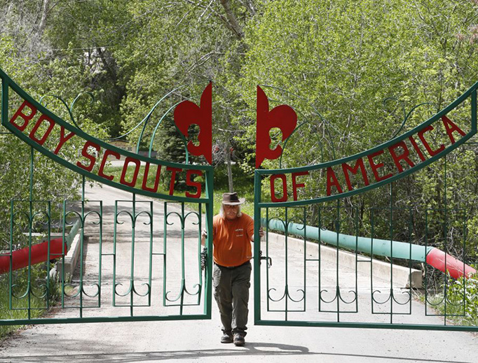 Mark Veteto, Camp Ranger for the Maple Dell Scout Camp, owned by the Utah National Park Council of the Boy Scouts of America, closes the front gate for the day on May 9, 2018 outside Payson, Utah. Mark Veteto, Camp Ranger for the Maple Dell Scout Camp, owned by the Utah National Park Council of the Boy Scouts of America, closes the front gate for the day on May 9, 2018 outside Payson, Utah.