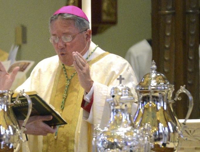 Bishop Michael Cote of Norwich, Connecticut, celebrates the chrism Mass at the Cathedral of St. Patrick in 2015. Deacon Mark King said Bishop Cote told him Father Greg Mullaney was a case of ‘unintegrated sexuality,’ which was why he wasn’t permanently removed from the priesthood. Bishop Michael Cote of Norwich, Connecticut, celebrates the chrism Mass at the Cathedral of St. Patrick in 2015. Deacon Mark King said Bishop Cote told him Father Greg Mullaney was a case of ‘unintegrated sexuality,’ which was why he wasn’t permanently removed from the priesthood.