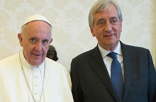 Pope Francis with Libero Milone, the Vatican's first auditor general. Pope Francis with Libero Milone, the Vatican's first auditor general.