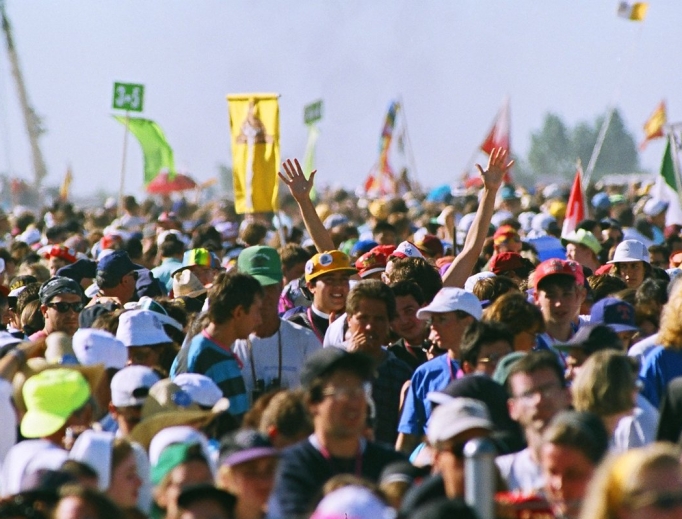 An estimated 750,000 youth descended on Cherry Creek State Park in August 1993, as shown in archival photos that include Pope St. John Paul II celebrating the closing Mass. The 25th anniversary was celebrated Aug. 11 in Denver (below). Archbishop Samuel Aquila is showing celebrating the anniversary Mass with priests from the Archdiocese of Denver. An estimated 750,000 youth descended on Cherry Creek State Park in August 1993, as shown in archival photos that include Pope St. John Paul II celebrating the closing Mass. The 25th anniversary was celebrated Aug. 11 in Denver (below). Archbishop Samuel Aquila is showing celebrating the anniversary Mass with priests from the Archdiocese of Denver.
