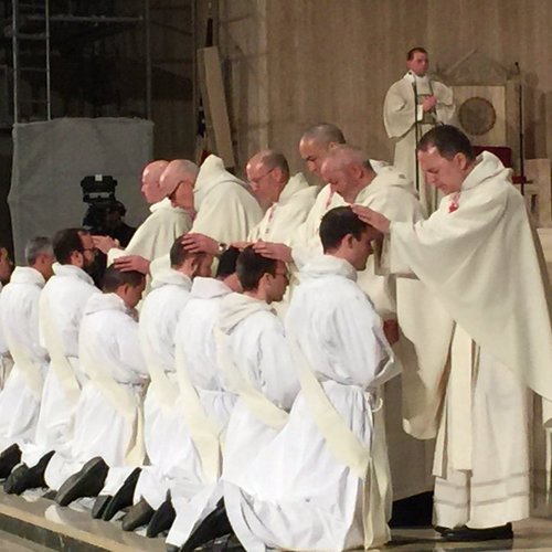 Above, Father Thomas Petri blesses a new priest on May 21. Below, the Dominicans featured in this story. Above, Father Thomas Petri blesses a new priest on May 21. Below, the Dominicans featured in this story.