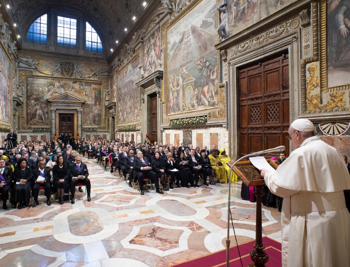 Pope Francis gives his annual address to the diplomatic corps, Jan. 8, 2018. Pope Francis gives his annual address to the diplomatic corps, Jan. 8, 2018.