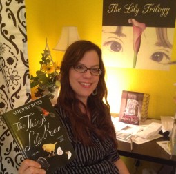 The author with her novel. The author with her novel.