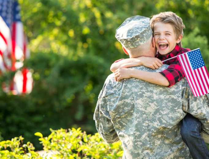 Father surprises son coming home from war. Father surprises son coming home from war.
