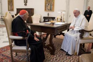 Cardinal Theodore McCarrick meets with Pope Francis in July 2018. Cardinal Theodore McCarrick meets with Pope Francis in July 2018.