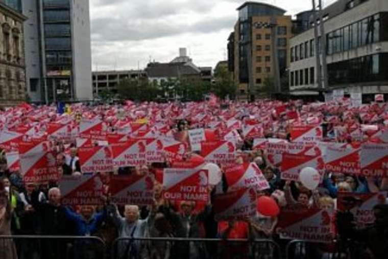 Protesters attend the ‘March for Their Lives’ rally in Belfast Sept. 7. Protesters attend the ‘March for Their Lives’ rally in Belfast Sept. 7.