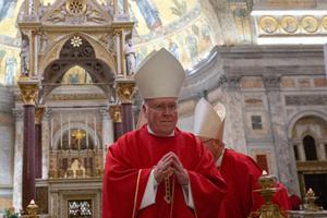 Bishop Richard Malone of Buffalo, New York, celebrated Mass inside the Basilica of St. Paul Outside the Walls with members of the U.S. Conference of Catholic Bishops' Region II during their ad limina visit in Rome Nov. 12. Bishop Richard Malone of Buffalo, New York, celebrated Mass inside the Basilica of St. Paul Outside the Walls with members of the U.S. Conference of Catholic Bishops' Region II during their ad limina visit in Rome Nov. 12.