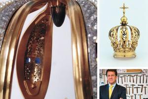 Bejeweled crowns made by Casa Leitão & Irmão (Jorge Leitão is shown) adorn Mary to honor her as Our Lady of Fatima at her Portugal shrine. The crown of the statue of Our Lady of Fatima holds the bullet that hit Pope St. John Paul II in 1981. On May 12, 1982, Pope John Paul II prayed in front of the statue of the Virgin Mary at the Chapel of the Apparitions in Fatima. The Pope visited the shrine to give thanks for surviving the assassination attempt the year before in St. Peter’s Square. Bejeweled crowns made by Casa Leitão & Irmão (Jorge Leitão is shown) adorn Mary to honor her as Our Lady of Fatima at her Portugal shrine. The crown of the statue of Our Lady of Fatima holds the bullet that hit Pope St. John Paul II in 1981. On May 12, 1982, Pope John Paul II prayed in front of the statue of the Virgin Mary at the Chapel of the Apparitions in Fatima. The Pope visited the shrine to give thanks for surviving the assassination attempt the year before in St. Peter’s Square.