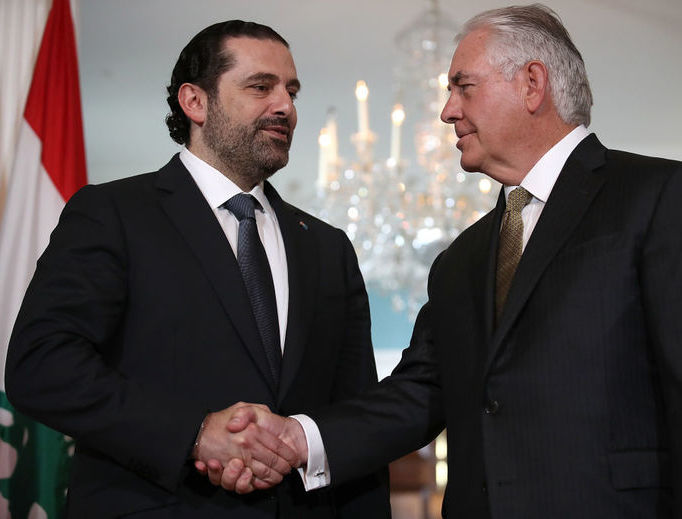 Lebanese Prime Minister Saad Hariri (l) meets with U.S. Secretary of State Rex Tillerson July 26 in Washington, D.C. Lebanese Prime Minister Saad Hariri (l) meets with U.S. Secretary of State Rex Tillerson July 26 in Washington, D.C.
