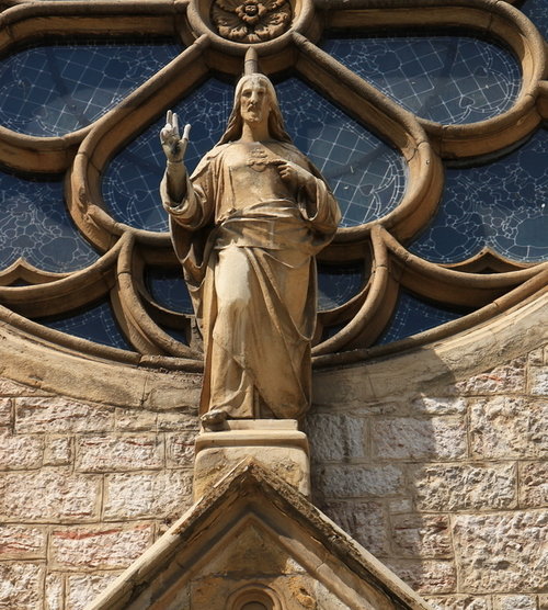 Sacred Heart of Jesus statue adorns Cathedral of Jesus’ Heart in Sarajevo. Sacred Heart of Jesus statue adorns Cathedral of Jesus’ Heart in Sarajevo.